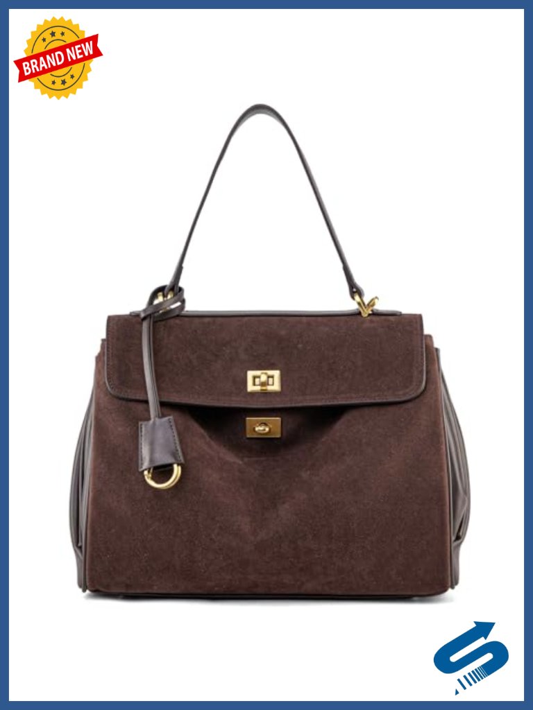 Suede & Leather Tote Bag, Soft Shoulder Handbags For Women, Satchel Purse Work